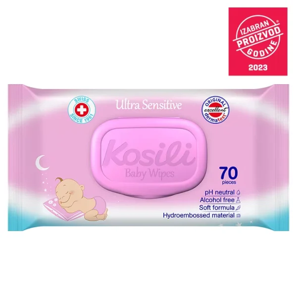 Kosili Ultra Sensitive chusteczki nawilżane - 70szt różowe