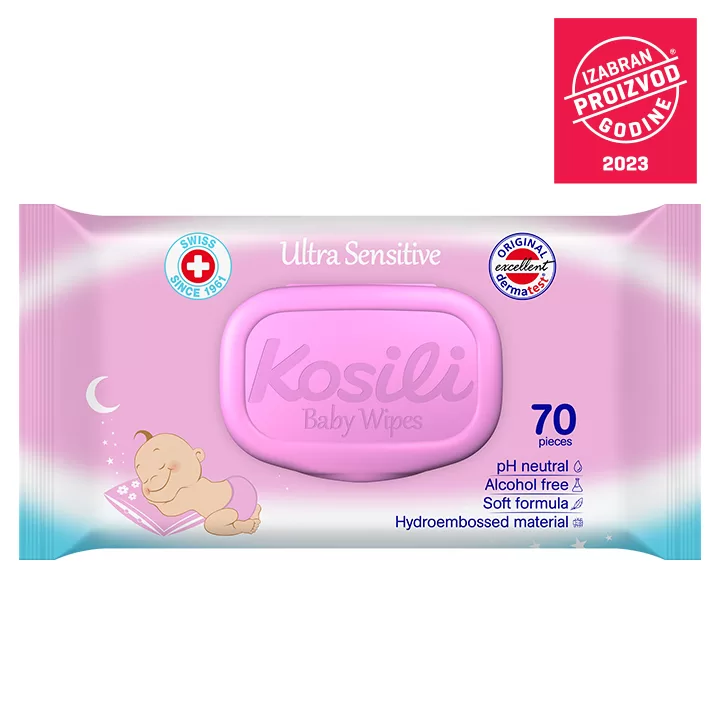144248 Kosili Ultra Sensitive chusteczki nawilżane - 70szt różowe - obrazek 1
